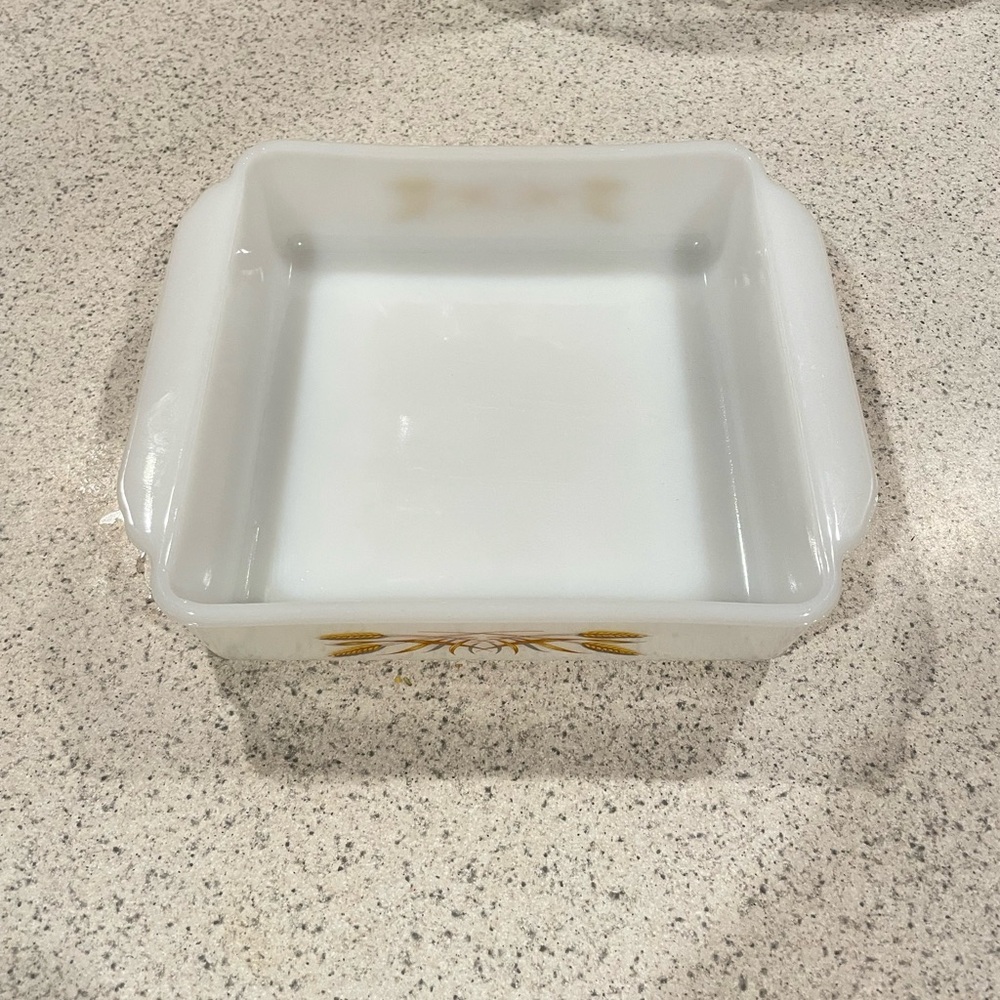 Fire King #452 Wheat Milk Glass Square Dish